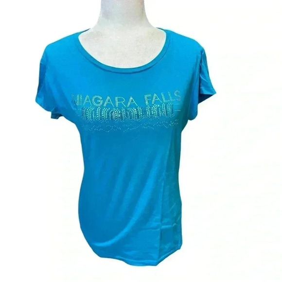 Niagara Falls Bling TShirt - Blue Size XL - Picture 1 of 7